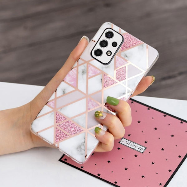 Marble Samsung Galaxy A33 5G Etui - Rosa / Hvit Multicolor