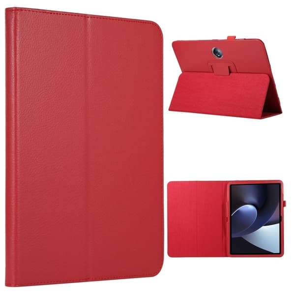 Vikbart fodral med Lichi-textur för OnePlus Pad - Röd Röd