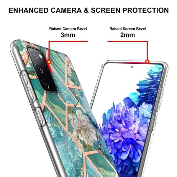Marble Samsung Galaxy S20 FE 5G / S20 Fe Suojakotelo - Vihreä Marble / Flower Green