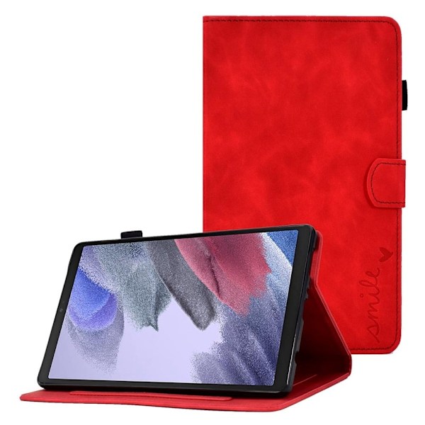 Samsung Galaxy Tab A7 Lite läderfodral med flip och kortfack - Röd Röd