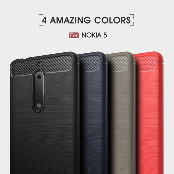 Nokia 5 Skal med modern karbon fiber design - Röd Röd