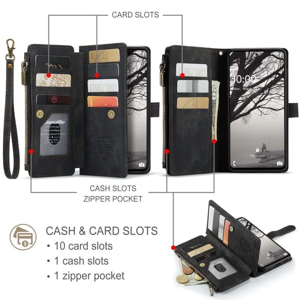 CaseMe Samsung Galaxy A53 5G etui med lynlås og pung - Sort Black