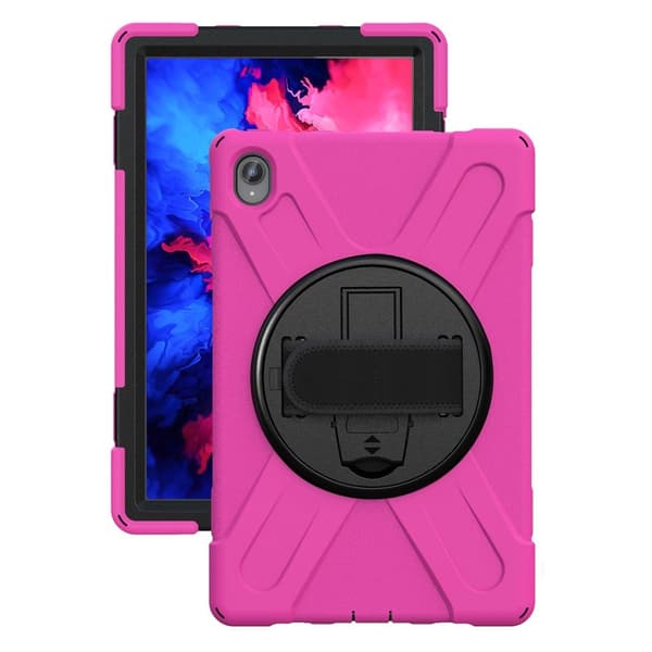 Lenovo Tab P11 360 vridbart stöd med rem + silikonfodral - Ros Rosa