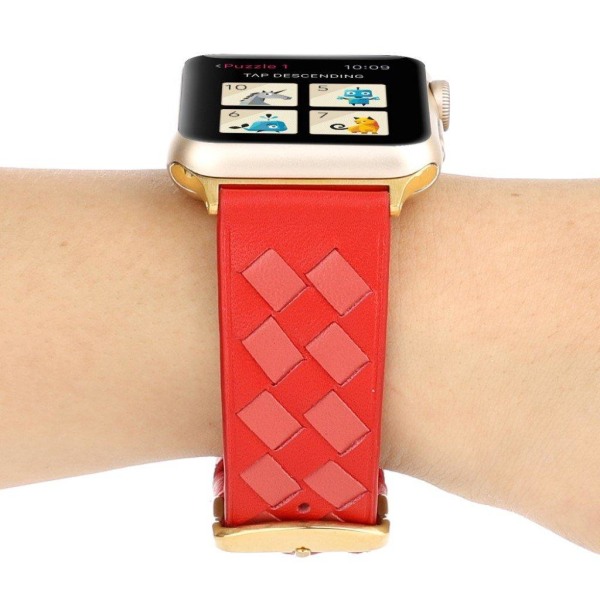 Apple Watch Series 4 44mm woven genuine leather watch band - Red Röd