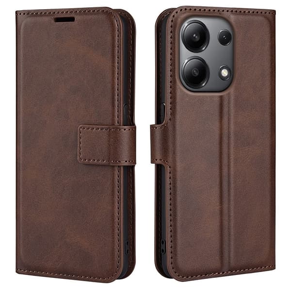 Skinn-etui i lommebok-stil for Xiaomi Redmi Note 13 4G - Brun Brown