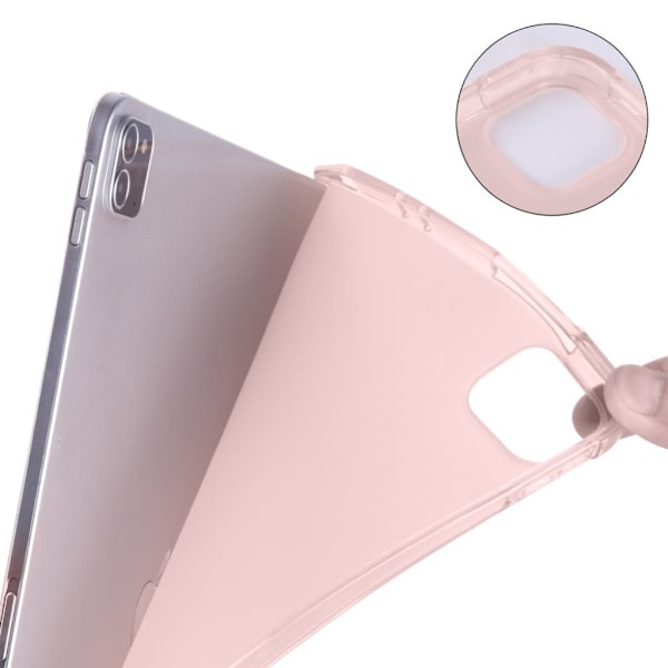 Tri-fold Stand Wake / Sleep Leather Tablet Case Shell med Pen Slot iPad Pro 12.9 (2022) / (2021) / (2020) / (2018) - Redguld Pink