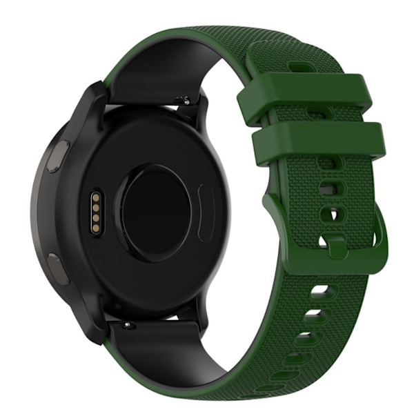 20mm kaksivärinen ruudukkokuvioinen silikonikellohihna Garmin-kelloon - Armeijan Vihreä / Musta Green