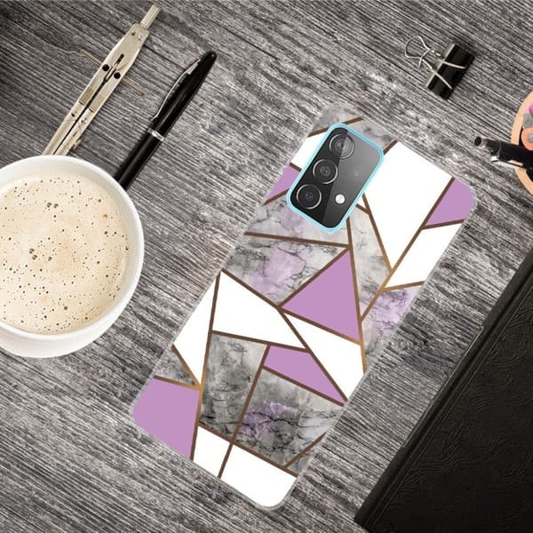 Marble Samsung Galaxy A72 5G Etui - Lilla / Hvit / Grå Klinkekule Multicolor
