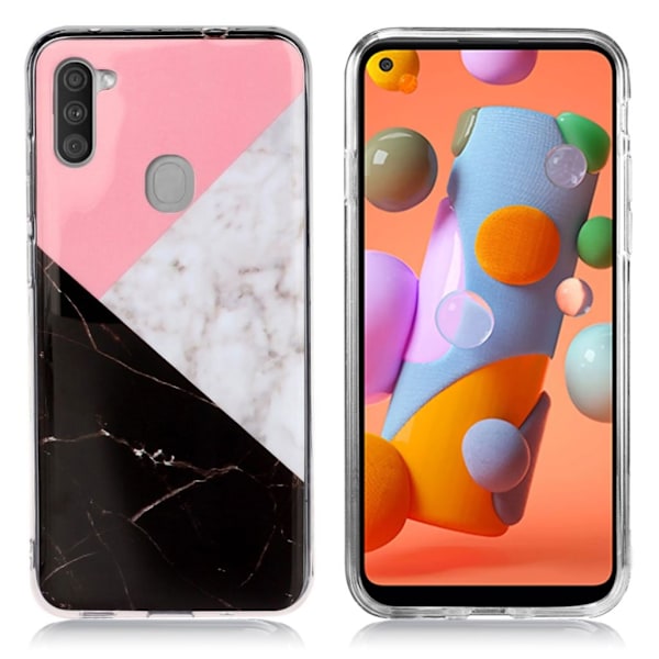 Marble Samsung Galaxy A11 Cover - Lyserød / hvid / sort Multicolor
