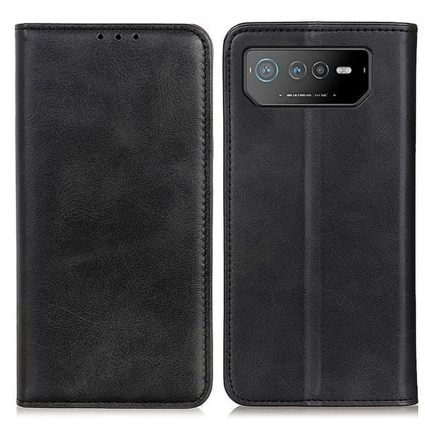 Flip Etui med Pung i Ekte Lær til ASUS Rog Phone 6 - Svart Black