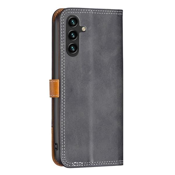 BINFEN to-farvet Samsung Galaxy A14 læderetui - Sort Black
