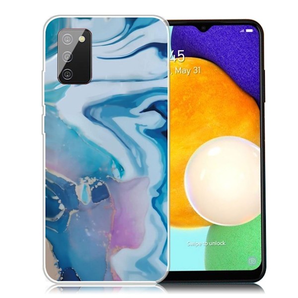 Marble design Samsung Galaxy A03s cover - Blåt Stænk Multicolor