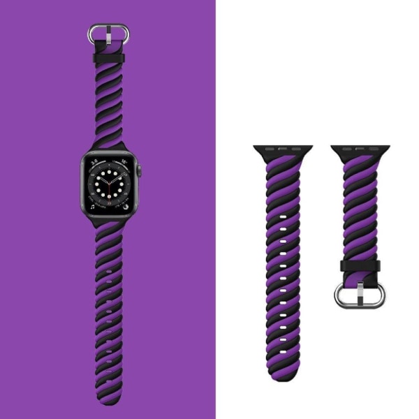 Apple Watch 42mm - 44mm ainutlaatuinen väri twist silikoni ranneke - Violetti / Musta Purple