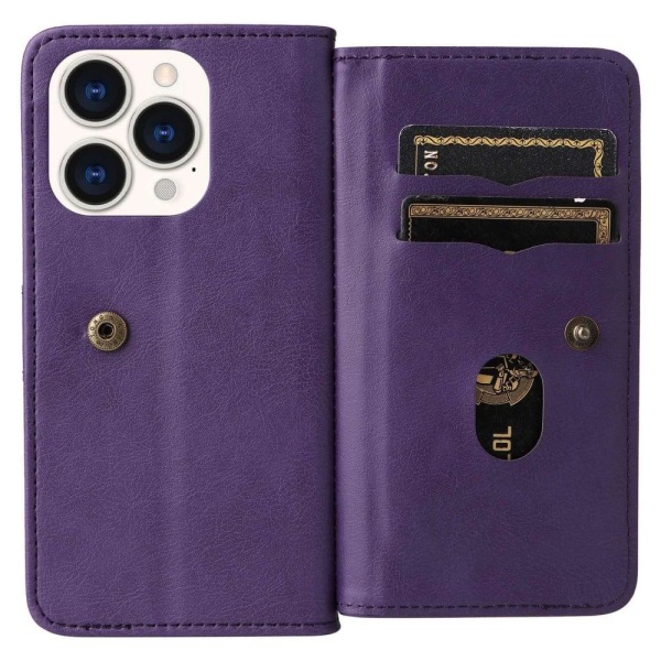 iPhone 14 Pro etui med pung & 10 kortpladser – Lilla Purple