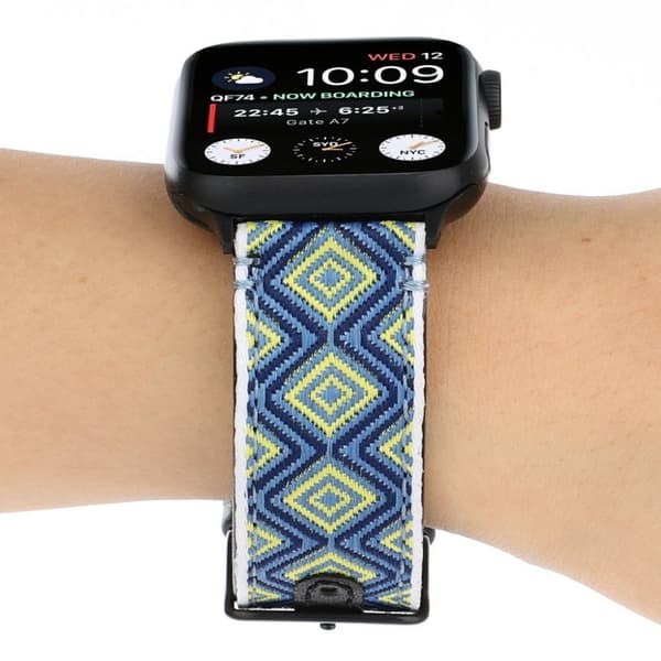 Apple Watch Series 6 / 5 44mm ethnic äkta läder klockarmband - blå Blå