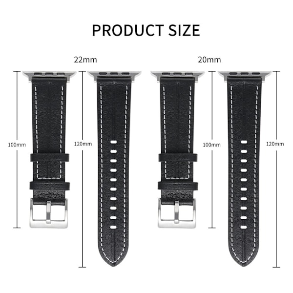 Apple Watch Series 8 (41mm) klockarmband i äkta läder - Grå Silvergrå