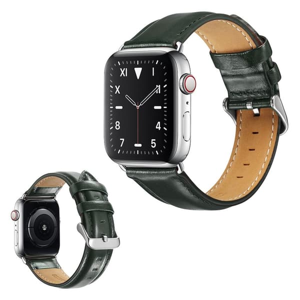 Apple Watch Series 6 / 5 44mm ægte læder rem - grøn Green