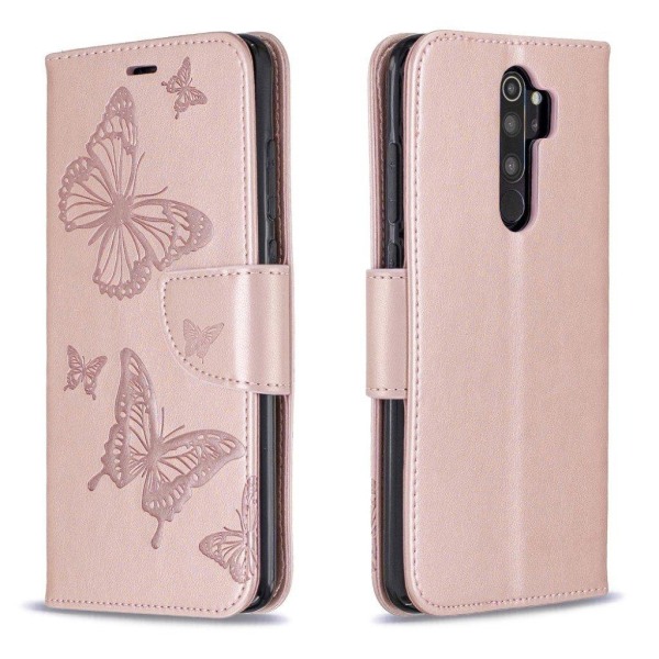 Butterfly Xiaomi Redmi Note 8 Pro kotelot - Ruusukulta Pink