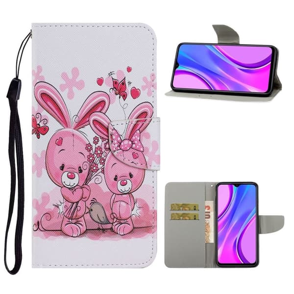 Wonderland Xiaomi Redmi 9C Flippetui - Kaniner Pink