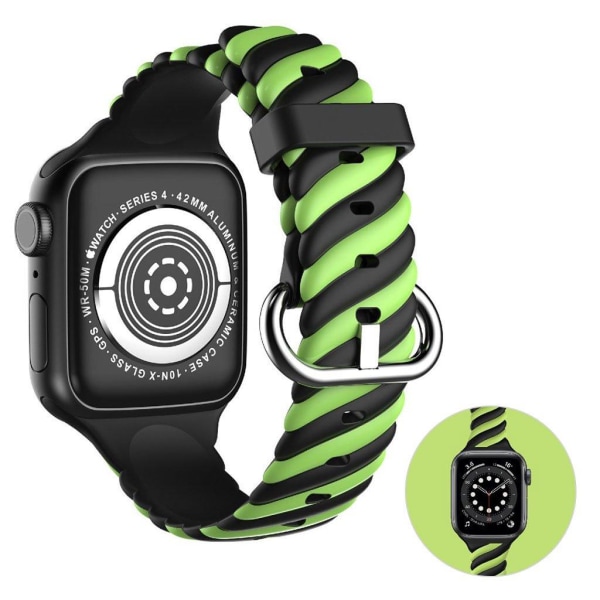 Apple Watch 40mm ainutlaatuinen väri twist silikoni ranneke - Vihreä / Musta Green