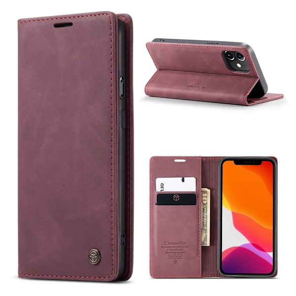 CaseMe iPhone 12 / 12 Pro Vintage Etui - Vinrød Red
