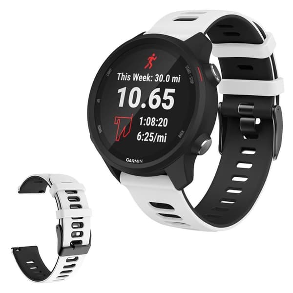22 mm universal klockarmband i tvåfärgad silikon - Vit / Svart Vit