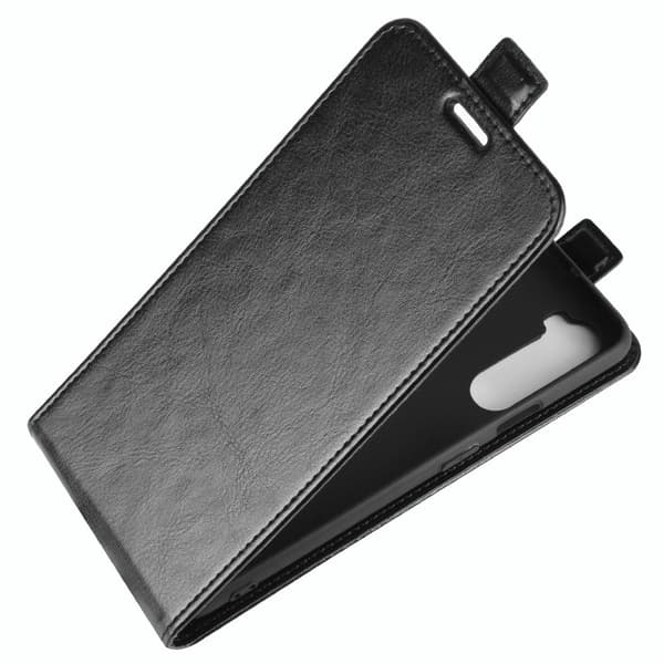 Crazy Horse Skin Vertical Flip Cover Leather Phone Case til OnePlus Nord - Sort Black