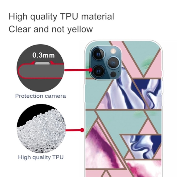 Marble design iPhone 13 Pro cover - Trekant Blitz Mønster Multicolor