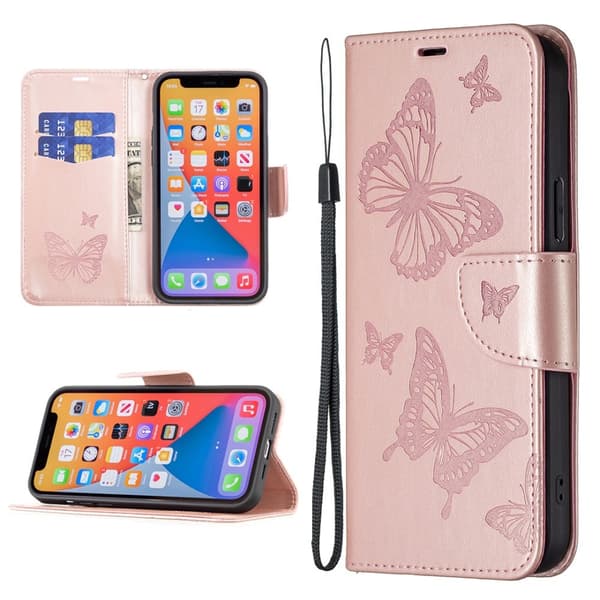 Butterfly Xiaomi Redmi Note 13 4G nahkakotelo - Ruusukulta Pink