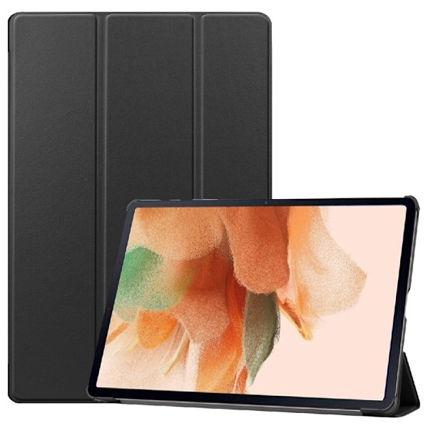 Samsung Galaxy Tab S7 FE kolminkertainen nahkainen kotelo - Musta Black