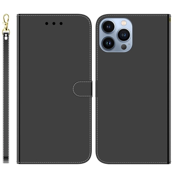 Mirror iPhone 14 Pro flip case - Musta Black