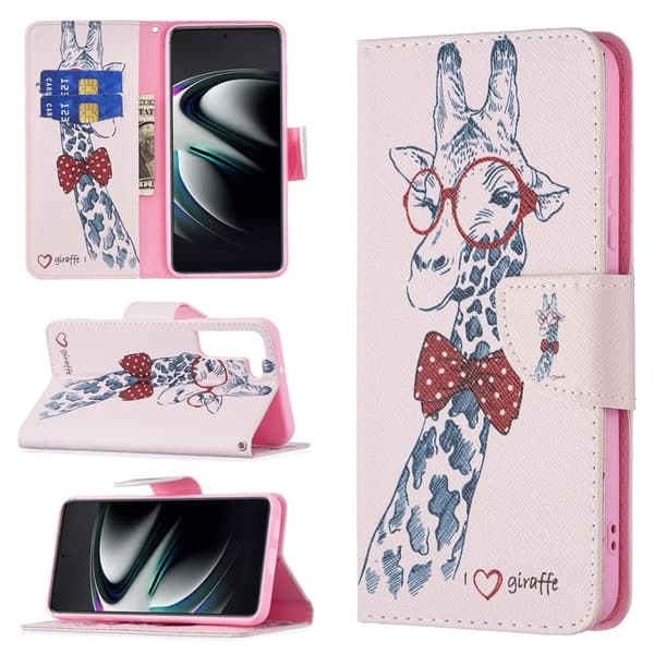 Wonderland Samsung Galaxy S22 Plus Flip Etui - Giraf Multicolor