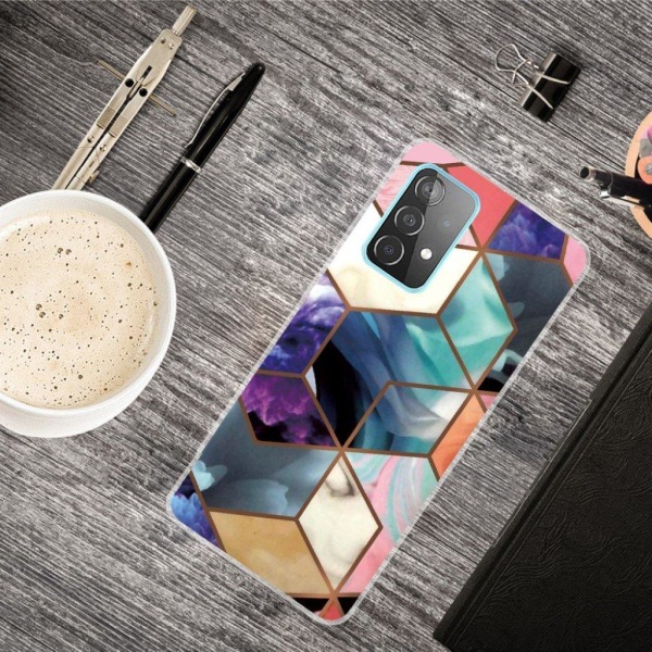 Marble design Samsung Galaxy A52 5G kotelot - Värikäs Kuutio Laatta Multicolor