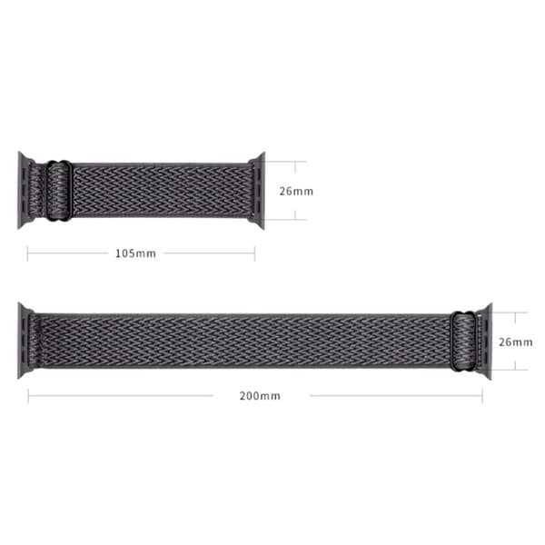 Apple Watch Series 41mm - 40mm - 38mm Universalarmband Wave Design Nylonarmband - Mörkgrå Silvergrå