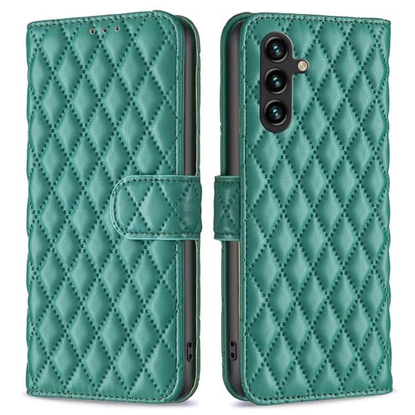 Matt Samsung Galaxy A56 fodral med rombmönster - Grön Grön