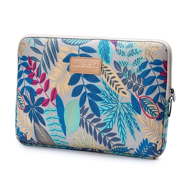 LISEN laptop 14 tum laptopväska flanell canvas löv - Grå Bakgrund Silvergrå