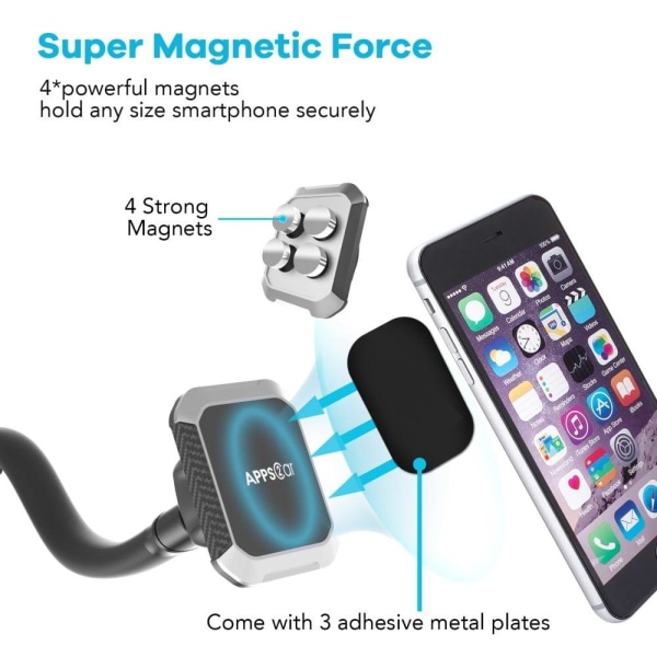 Universal M08-S1 magnetisk telefonholder med lang arm Black