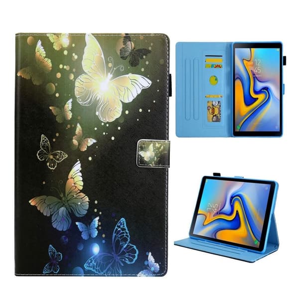 Samsung Galaxy Tab S5E mønster multi-vinkel læretui - Gold Butterflies Gold