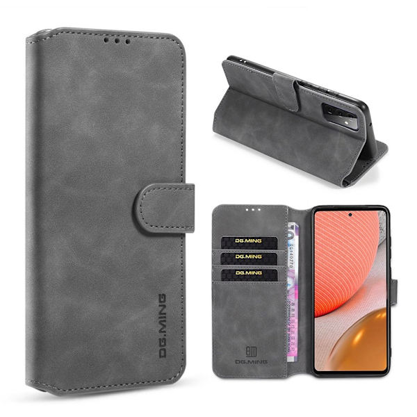 DG.MING Samsung Galaxy A72 5G retro etui - Sølv/Grå Silver grey