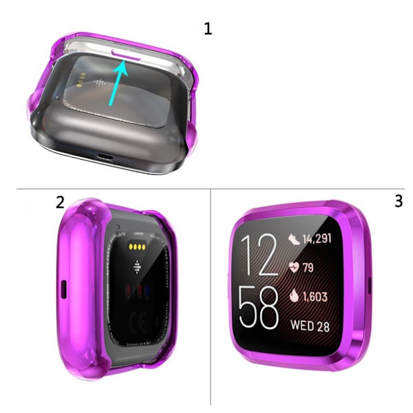 Fitbit Versa 2 elektropläteringsfodral - Lila Lila