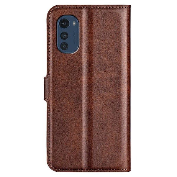 Motorola Moto E32 læderetui med pung - Brun Brown
