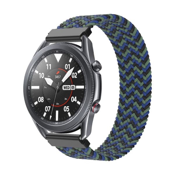 Elastiskt klockarmband i nylon för Samsung Galaxy Watch 4 - Svart / Blå / Grön Storlek: L multifärg