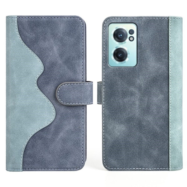 Kaksivärinen nahkainen läppäkotelo OnePlus Nord CE 2 5G - Sininen Blue