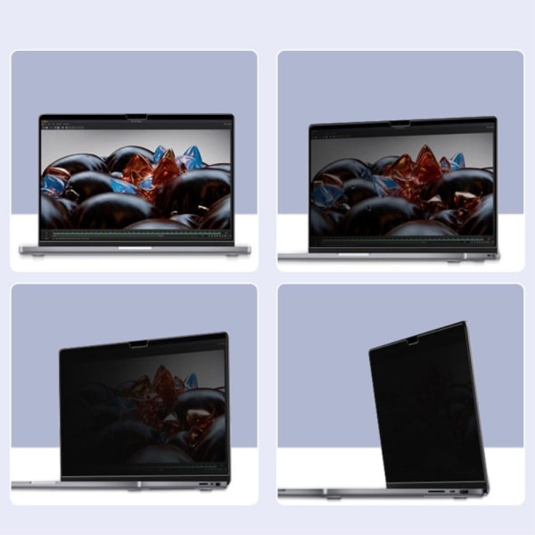 MacBook Pro 14 M1 / M1 Max (A2442, 2021) / M2 / M2 Max (A2779, 2023) skærmbeskyttelse af hærdet glas i antispion-stil Transparent