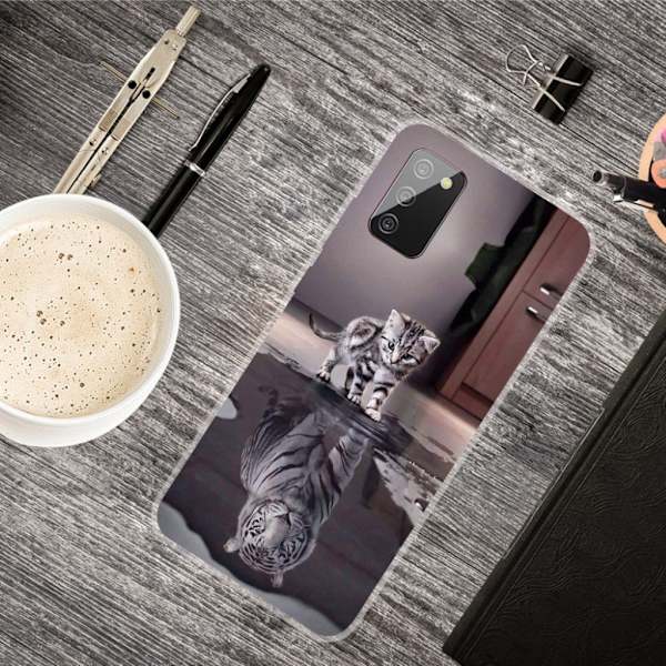 Deco Samsung Galaxy A02s Etui - Kat og tiger Silver grey