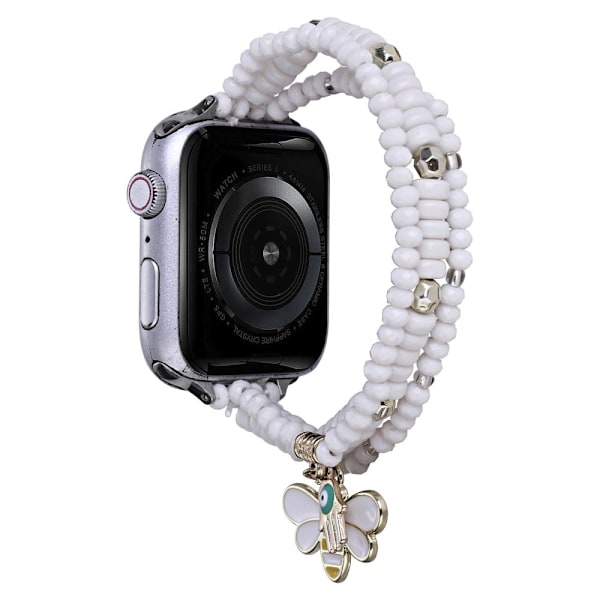Apple Watch Series 8 (41mm) klockarmband med tre rader av pärlor - Vit Vit
