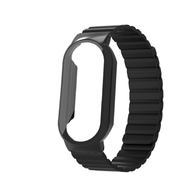 Xiaomi Mi Band 7 silicone watch strap and cover with tempered gl Svart