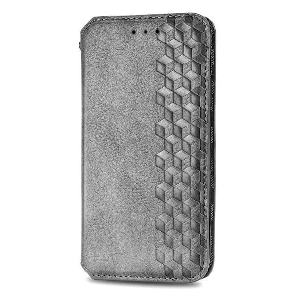 Läder Samsung Galaxy A23 fodral med romb-design - Silver/Grå Silvergrå