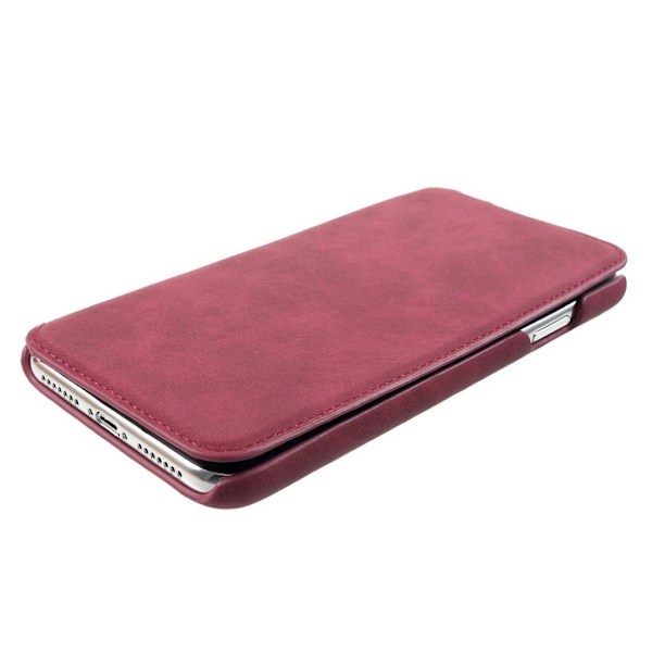 iPhone 9 Plus mobilfodral syntetläder silikon korthållare sedelfack - Röd Röd