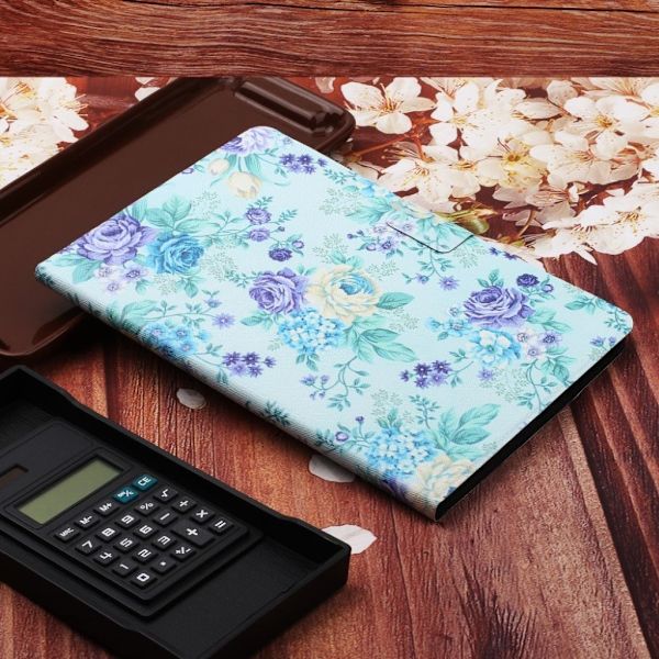 Huawei MediaPad T5 mönstrat läderfodral - Lila Blomma multifärg